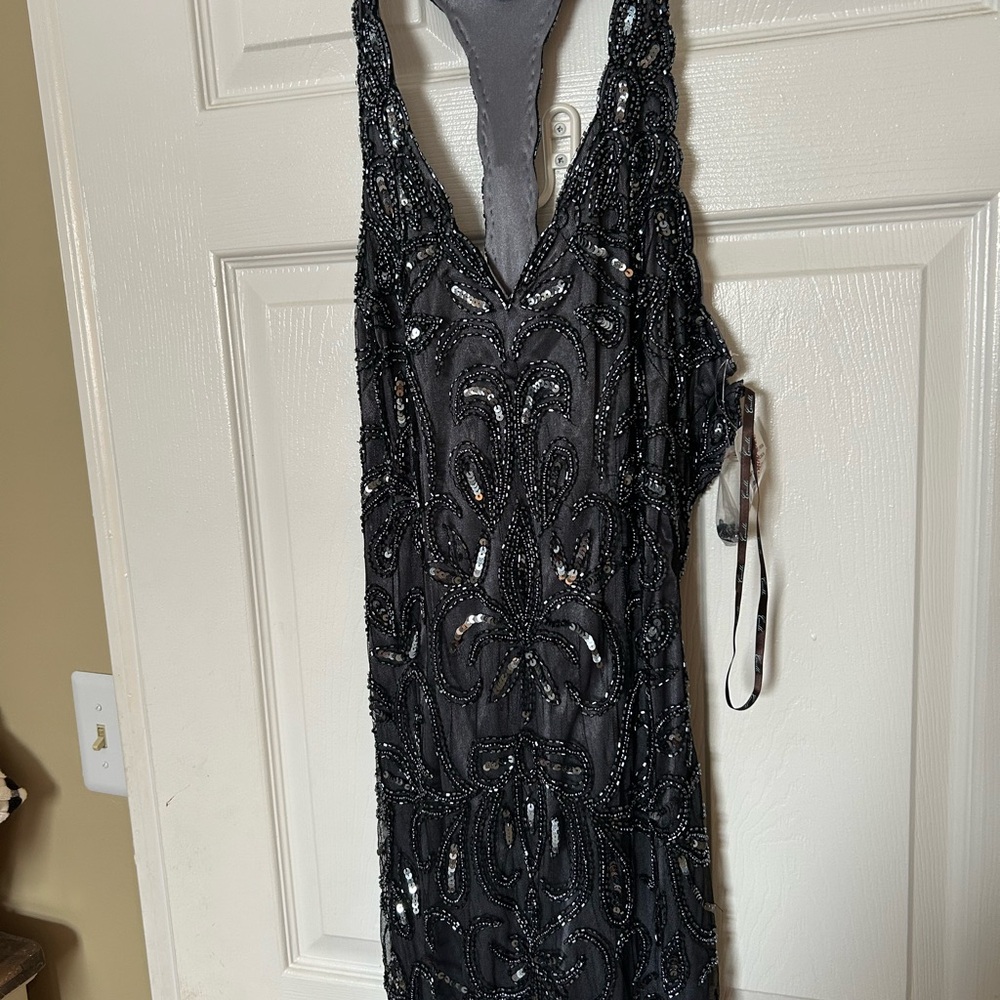 Cache Black Sequin Backless Dress